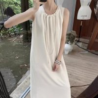 French high-end lace-up drape versatile lazy style dress 15