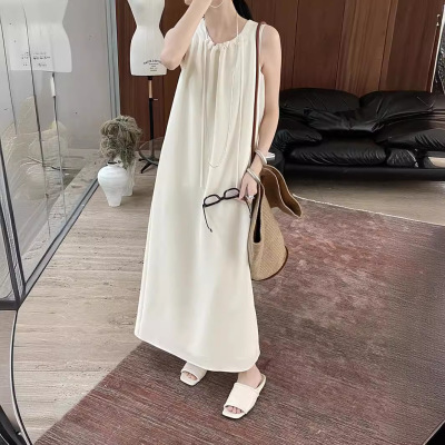 French high-end lace-up drape versatile lazy style dress 15