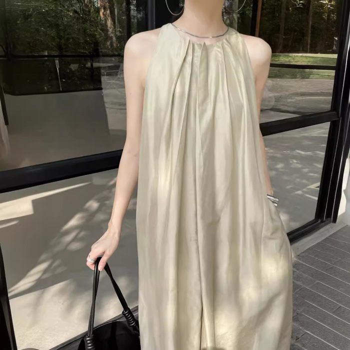 French off-shoulder three-dimensional pleated breathable dress 11