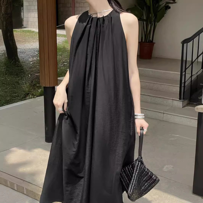 French off-shoulder three-dimensional pleated breathable dress 11