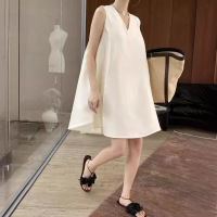 French V-neck A-line dress for women 16