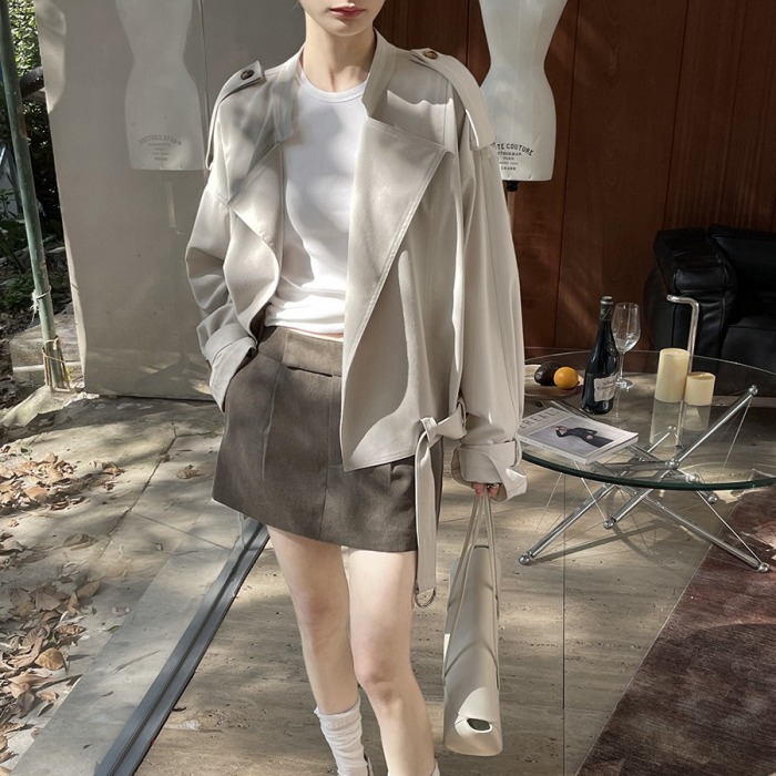 Lazy casual cotton lapel short windbreaker jacket 1