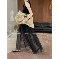 Mesh pleated high waist A-line skirt 14