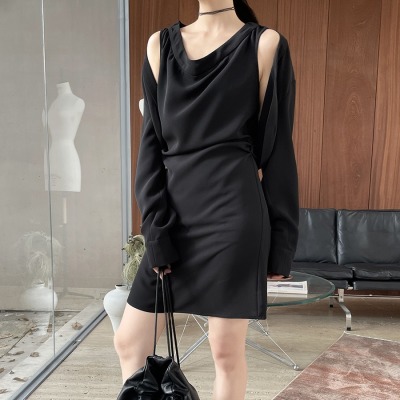 Minimalist drapey two-piece loose dress 10