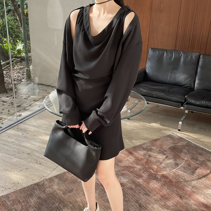 Minimalist drapey two-piece loose dress 10