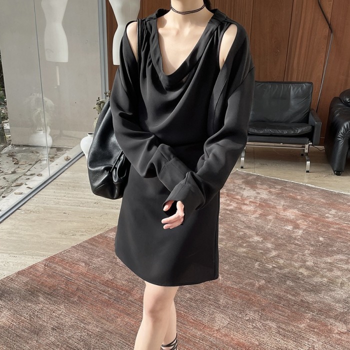 Minimalist drapey two-piece loose dress 10