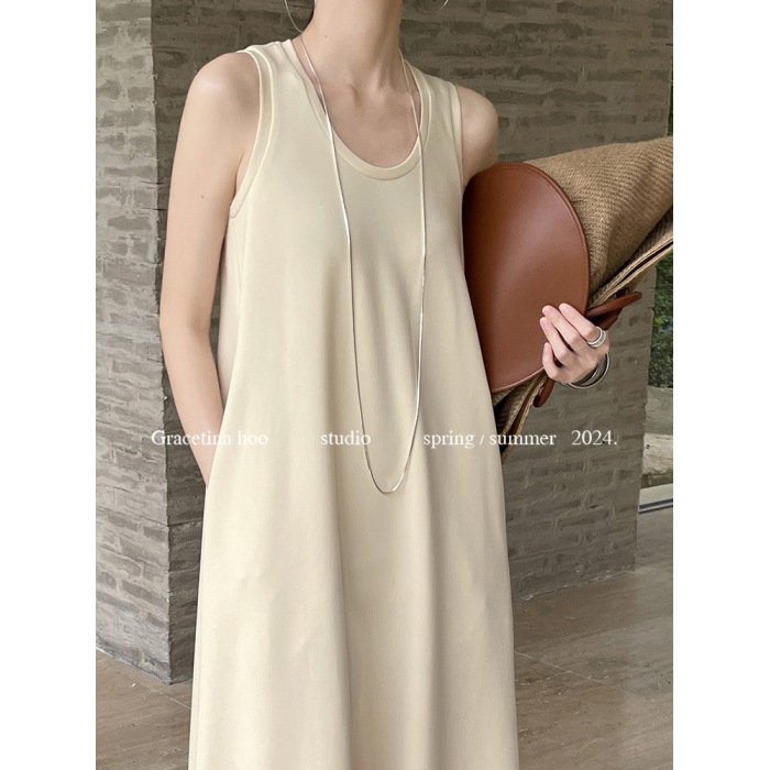 New Simple U-neck vest loose dress 12