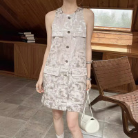Round neck Chanel style dark pattern jacquard loose dress 13