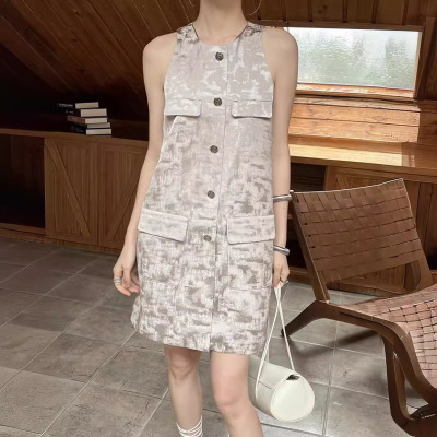 Round neck Chanel style dark pattern jacquard loose dress 13