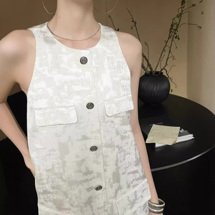 Round neck Chanel style dark pattern jacquard loose dress 13