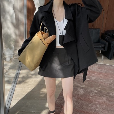 Temperament lapel short workwear loose windbreaker jacket 6