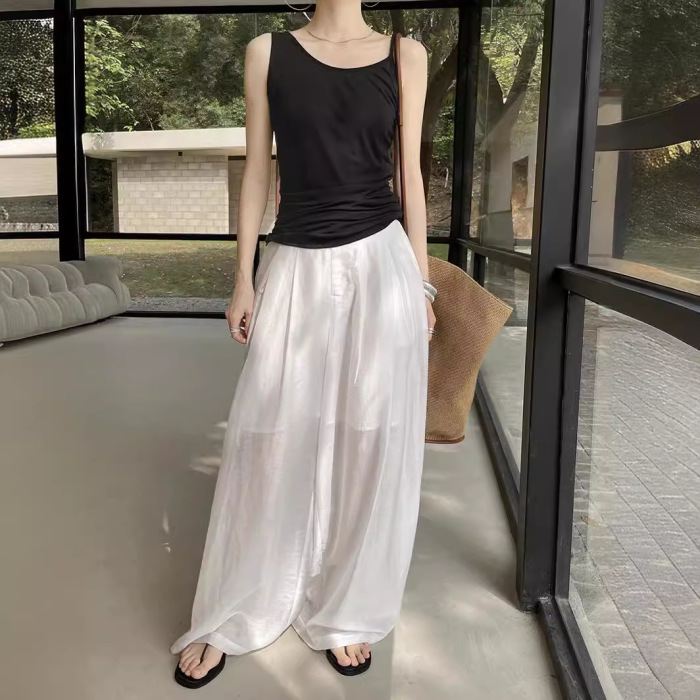 Tencel acetate glossy soft Zen versatile casual wide-leg pants 25