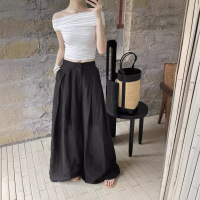 Tencel acetate glossy soft Zen versatile casual wide-leg pants 25