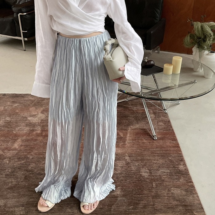 French casual lazy slim wide leg casual pants 21