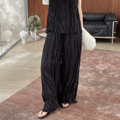 French casual lazy slim wide leg casual pants 21