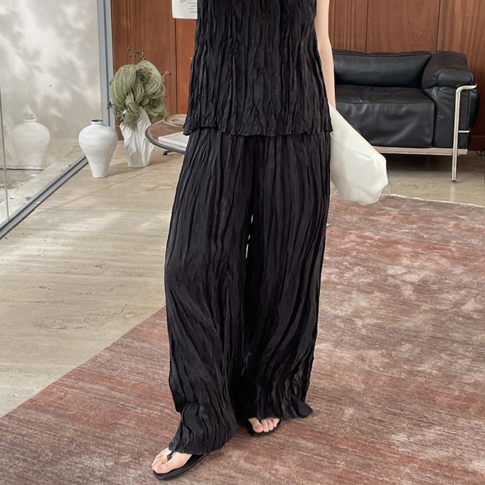 French casual lazy slim wide leg casual pants 21