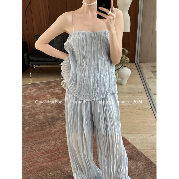 French casual lazy slim wide leg casual pants 21