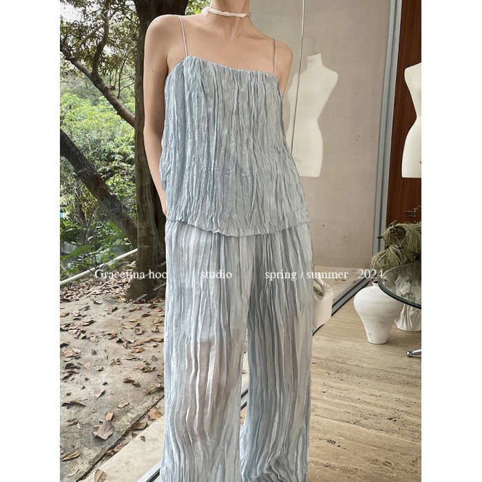 French casual lazy slim wide leg casual pants 21