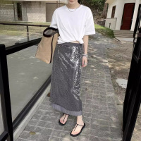 French style halterneck pleated round neck long dress 18