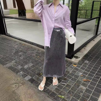 French style halterneck pleated round neck long dress 18
