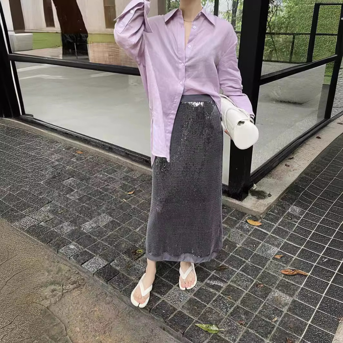 French style halterneck pleated round neck long dress 18