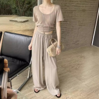 High-waisted loose-fitting straight-leg casual pants 27