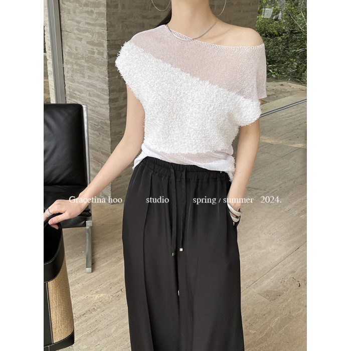 High-waisted loose-fitting straight-leg casual pants 27