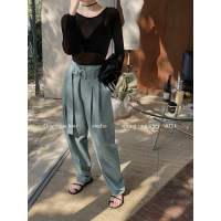 Loose casual tapered pants with belted beaded hem 19