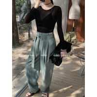 Loose casual tapered pants with belted beaded hem 19