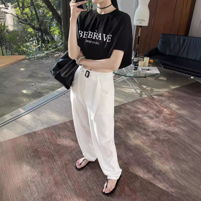 Simple slim high waist lazy loose casual pants 22