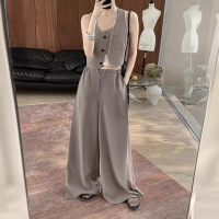 Wide -leg pants simple elasticity is thin and loose casual pants 20