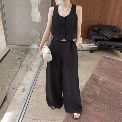 Wide -leg pants simple elasticity is thin and loose casual pants 20
