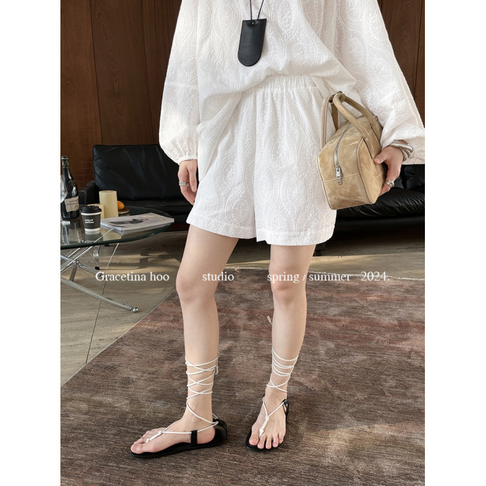 Embroidered oversized shirt and shorts set 42
