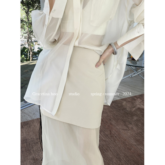 French casual loose shirt skirt suit 44
