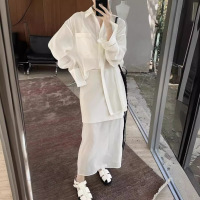 French casual loose shirt skirt suit 44