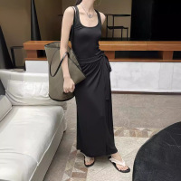 Simple U-neck tie knot skirt suit 48