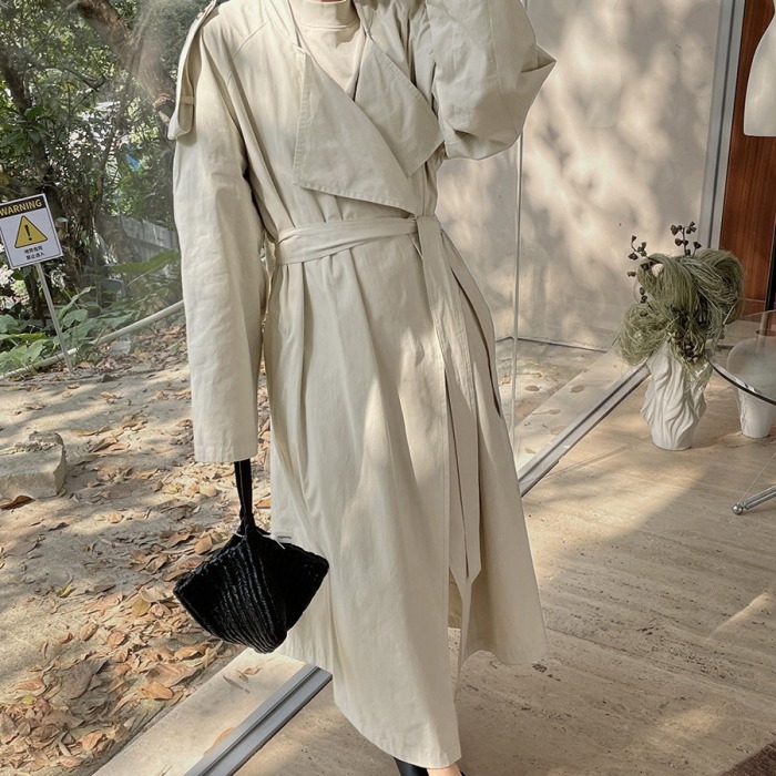 Temperament lapel extended style casual loose fashion windbreaker 33