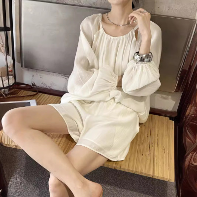 Tencel lantern sleeve sun protection shirt slim casual suit 47