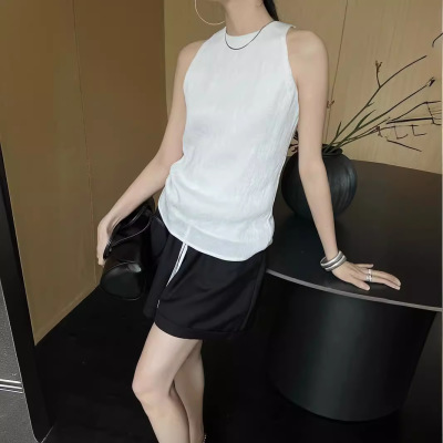 French drawstring casual pants cuffed slim shorts 56