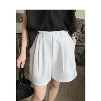 Simple high waist straight short casual pants 50