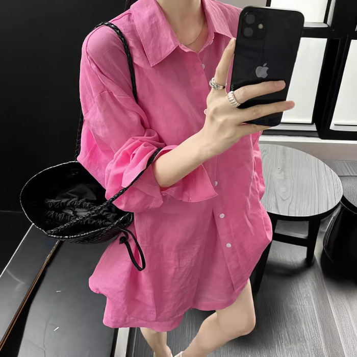 Simple lazy shirt drawstring shorts set 58