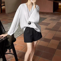 Simple linen all-match waist casual shorts 51