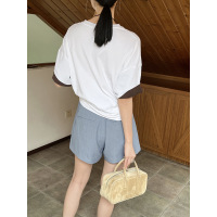 Simple linen all-match waist casual shorts 51