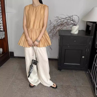 Simple pleated texture design slim casual trousers 59