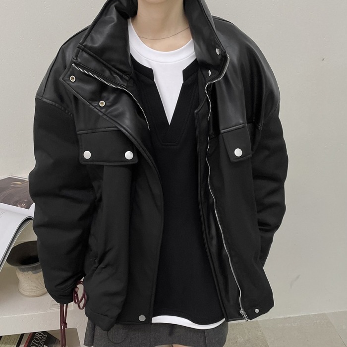Stand collar workwear style down jacket 49