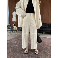 women's cropped cotton straight casual pants 53
